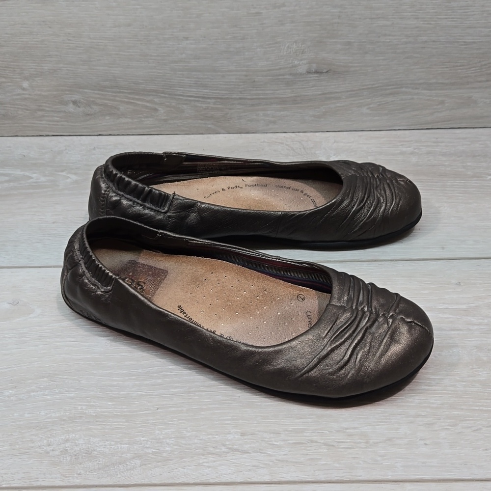Taos Womens Metallic Bronze Leather Ballet Flats shoes sz 7